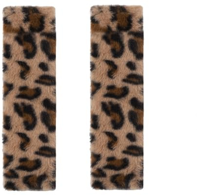 JINXU 2 Pack Seat Belt Cover Pad, Cute Plush Leopard Print Seatbelt Covers Seatbelt Shoulder for More Comfortable Driving, Plush Fluffy Soft Seat Belt Cover, Car Interior Accessories