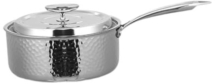 LULUMAIC Topf mit Deckel, Butterwärmer, Edelstahl, Mehrzweck-Breitopf, Nudelsuppentopf, Frittiertopf für Küche, Hotel, Gold 18 cm x 8,5 cm (Silber 20 cm x 9 cm optional)