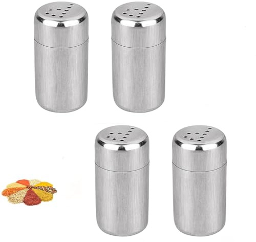 Weenwill Mini Salzstreuer,4 Stück Edelstahl Salzstreuer Klein 5ml Gewürzstreuer Camping Salz GewürzFlaschen Salz Und Pfefferstreuer Geeignet für Restaurants,Camping und Grill im Freien