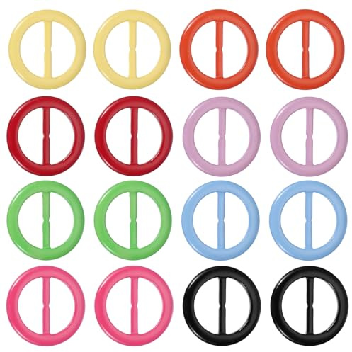 PATIKIL 16 Pezzi Clip Per Cravatta T-Shirt, Anelli Di Plastica Seta Per Sciarpa Fibbia Per Nodo Alla Vita Anelli Moda Tondi Per Abbigliamento Donne Decorazioni Per Cappello, 8 Colori