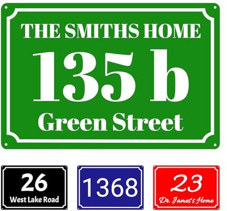 Customisable House Address Number Plaque, Aluminium, Multiple Colours Available