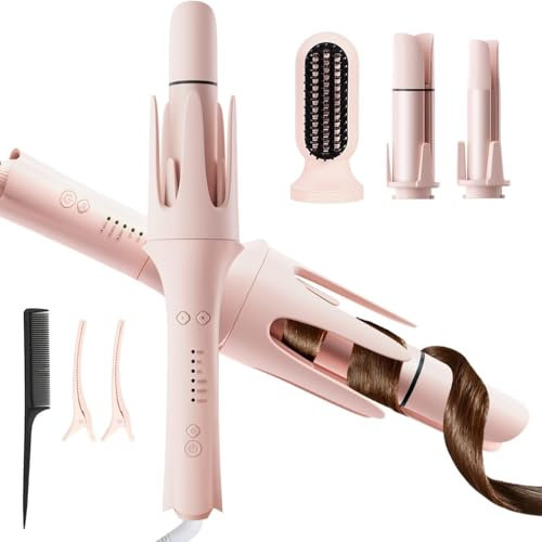 Flintronic Automatic Hair Curler, 4 in 1 Ceramic Curling Iron, Curling Wand with Hot Comb, 25-42mm Ceramic Barrel, Adjustable Temperature, Anti-Scald, Tangle-Free, for Long Short Hair
