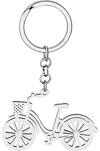 BONSNY Llavero de Acero Inoxidable Bicicleta para Mujeres Niñas Llaves de Coche Cartera Ciclismo Bicicleta Entusiastas Viajes Regalo Accesorio (SK112-Plata)