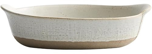 NEBE Ramen Bowl Plato de arroz Retro japonés de doble oreja de cerámica, ensaladera creativa, plato hondo Rectangular for el hogar, vajilla de gres Cuencos Sopa(8.5inch)