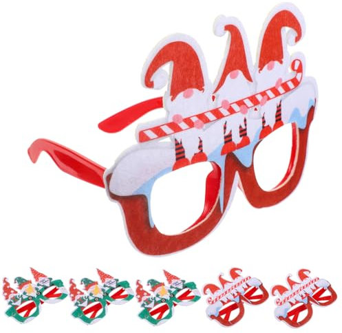 HONITANO 6stücke Teiliges Weihnachtsbrillen Junge Mädchen Weihnachtsbrillengestell Cartoon Rahmen Mit Santa Claus Designs Für Party Dekoration Foto Requisiten Spaßige Kinderbrillen Zubehör