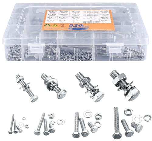 Set di 520 viti e dadi esagonali M3/M4/M5/M6, assortimento di viti con dadi, set di dadi esagonali in acciaio inox, para reparaciones