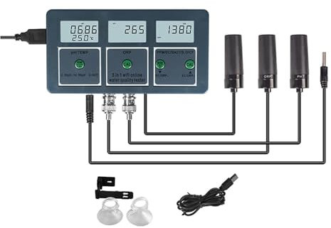 ZGJIAJU Tester dell'Acqua Tuya WiFi 7in1/8in1 Tester di qualità Del'acqua PH/ORP/EC/PPM/CF/umidità/Temperatura Analizzatore Del'acqua Acquacoltura Piscina(8 in 1)