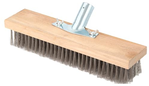 Brosse à récurer pour sol – Balai en fil d'acier inoxydable, brosses avec long manche pour terrasse, béton, | Brosses à poils pour enlever les algues de mousse mauvaise , brosse en acier