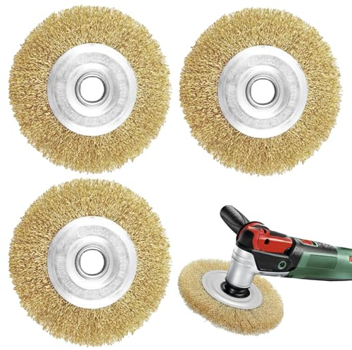 3 Pcs Brass Coated Wire Brush Wheel,Wire Brush For Angle Grinder,Angle Grinder Wire Brush For Cleaning, Rust Removal, Polishing, Deburring & Paint Removal(100mm)