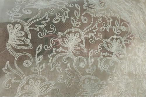 100% Silk Organza Embroidery in White Ivory Fabric 44 Wide Available in 5 Designs Embroidery 4
