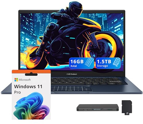 ASUS Vivobook 14 - Computer portatile FHD da 14, Intel Core i3 1315U, 16 GB di RAM, memoria da 1,5 TB (SSD da 512 GB + set docking station da 1 TB), scheda grafica Intel UHD, fotocamera 720p, Windows