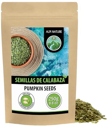 Alpi Nature Semillas de Calabaza 250g, Semillas de Calabaza Crudas Peladas