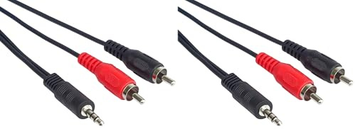 PremiumCord Câble Y Jack vers RCA 15m, Fiche Jack 3,5mm vers 2X Fiches RCA, Audio Stéréo, pour Appareil Photo Numérique, TV, Téléphones Portables, Mp3, HiFi, Couleur Noir (Lot de 2)