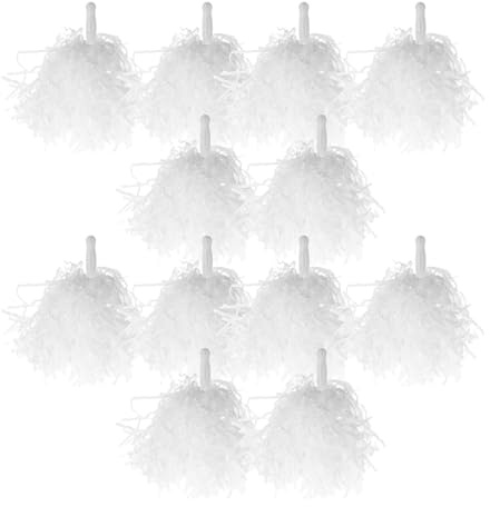 VINTORKY Weiße Cheerleading Pompons 12 Stück Handliche Blüten Pompons für Party Dekoration und Cheerleader