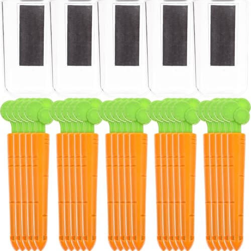 ZUNOXAZ Clip di Chiusura per Sacchetti in Plastica a Forma di Carota Scatola Portaoggetti, 5 Set per Conservazione Alimenti e Sigillatura Resistente