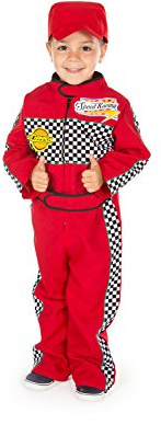 PRETENDER A SER BEE Disfraz de piloto de carreras rojo para niños, 3-5 años