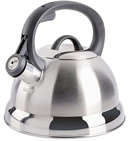 Mr. Coffee 91407.02 Flintshire Stainless Whistling Kettle, Stainless Steel, Brushed Satin