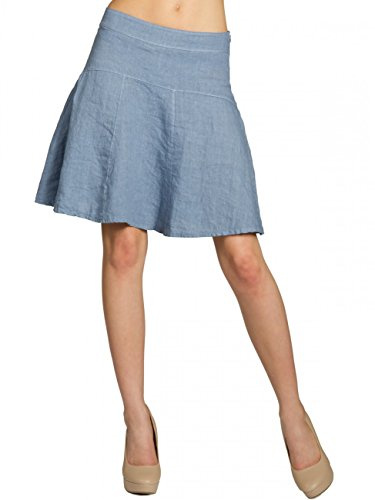 Caspar RO013 Damen Sommer Leinenrock, Farbe:Jeans blau, Größe:L - DE40 UK12 IT44 ES42 US10
