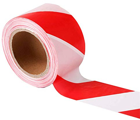 TopSoon Nastro Segnaletico Bianco e Rosso 70 mm x 200 m non Adesivo