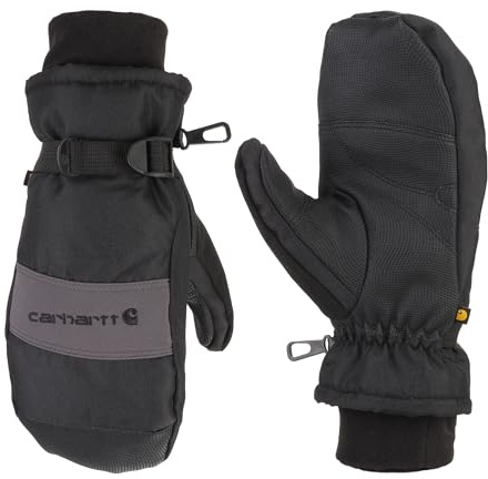 Carhartt Men's Waterproof Insulated Knit Cuff Mitten, Black/Grey, X-Large