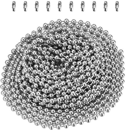 3 Meter Kugelkette, Edelstahl Kugelkette, Perlen Rollenkette 2.4 Mm Durchmesser Mit 10 Passenden AnschlüSsen, Kette Damen FüR DIY-Schmuckherstellung Halsketten ArmbäNder SchlüSselanh