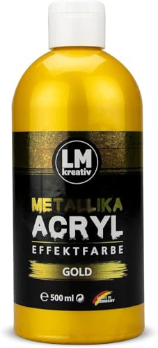 LM Metallika 500 ml Gold - Acrylfarbe Metallika - Metall-Glanz - Farbe Bastelfarbe Dekofarbe