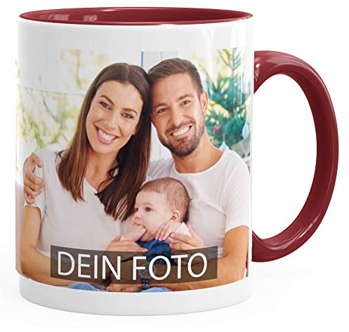 MoonWorks® Fototasse, Tasse mit Foto und Text selbst gestalten, personalisierte Geschenke, Fotogeschenke Bordeauxrot unisize