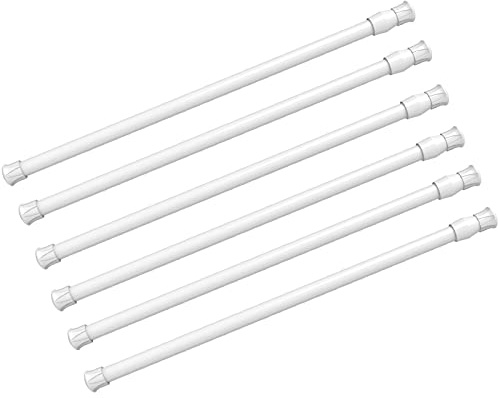 6 Pack Spring Curtain Rod Adjustable Length for Kitchen, Bathroom, Cupboard, Wardrobe, Window, Bookshelf DIY Projects