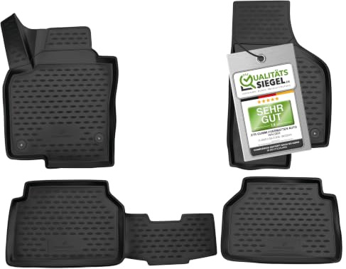WALSER XTR Gummi Fussmatten Auto für VW Tiguan 1 (5N) 2007-2018, 100% passgenaue Auto Fußmatten, robuste Universal Fußmatte Auto, Gummimatten Auto, Auto Fussmatten Gummi, Auto Gummimatten