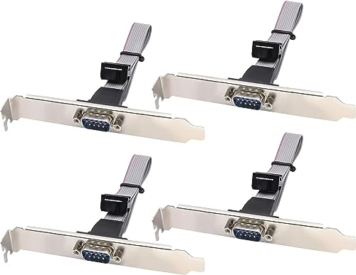 zdyCGTime Puertos Serie de 9 Pines RS232 Conector de Cable,DB9 Macho a 10PIN Hembra Adaptador de Cable de Placa Base de computadora de Soporte de Puerto Serie. (12 Pulgadas / 4 Piezas)(1 Port)