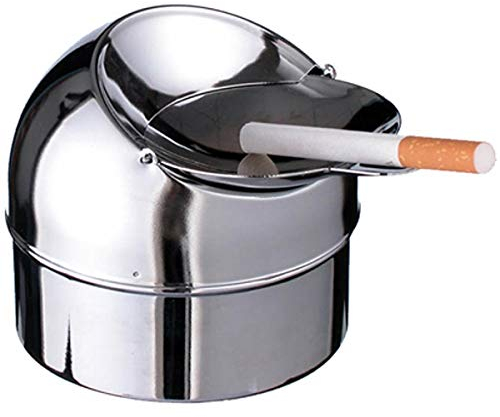 marion10020 Klapp-Aschenbecher Klappaschenbecher Ascher Klappascher Windaschenbecher, aus verchromtem Metall, silberfarben, mit praktischem Deckel