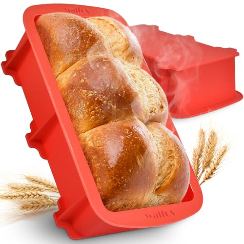 Walfos Silikon-Kastenform Set – 2 Stück Antihaft-Brotbackform, 22,9 x 12,7 cm, perfekt für Brot, Kuchen, Hackbraten, BPA-frei und spülmaschinenfest
