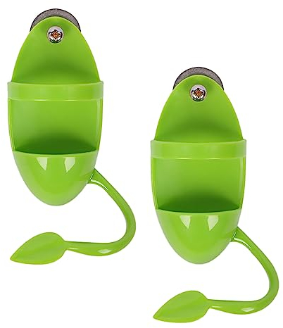 Fyfjur 2Pcs Bird Parrot Cuttlebone Holder with Perches Cuddle Bone Feeding Racks, Cuttlefish Bone with Holder, for Pet Bird Supplies Fruit Vegetable Millet Container