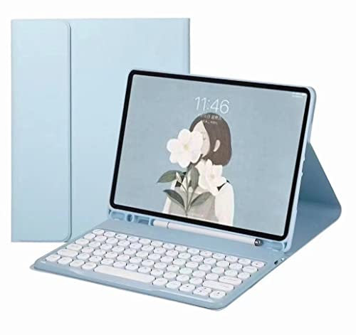 HENGHUI Fire HD 10 Plus/Fire HD 10 (11th Generation, 2021 Release) Keyboard Case Cute Round Key Color Keyboard Wireless Detachable BT Keyboard Cover (SkyBlue)