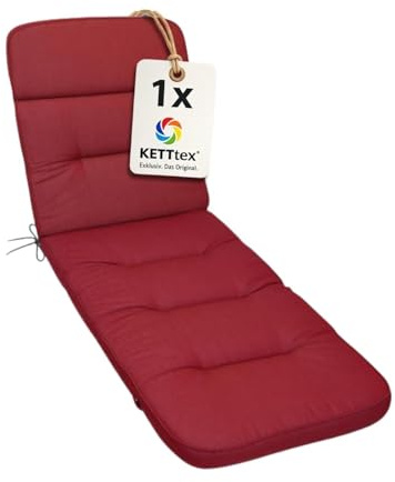 KETTtex EXKLUSIV Auflage Rollliege rubinrot I Gartenliege Polster 200x65x9cm I hochwertige & Pflegeleichte Liegenauflage I Wetter- & formbeständige Liegen-Auflage I KTH3 Liegestuhlauflage