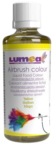 Dekozauber24 Premium Airbrush Lebensmittelfarbe, 90 ml, 19 Farben, essbar, flüssig, starke Deckkraft, Tortendeko Fondant Marzipan (Gelb)