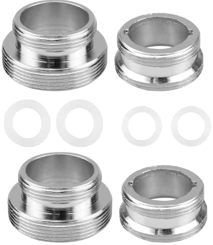 Zhouocea 4 Pcs Faucet Adaptor, 22mm to 24mm and 22mm to 28mm Sink Faucet Water Purifier Aerator Adapter for Garden Hose Water Filter Kitchen Faucet Bathtub Standard Hose via Diverter