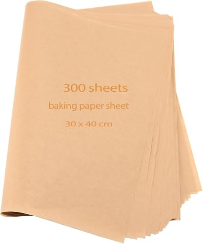 DAKFOOK Lot de 300 feuilles de papier sulfurisé non blanchi, 30 x 40 cm, marron, feuilles de papier sulfurisé antiadhésif, papier sulfurisé prédécoupé pour friteuse à air, grill, cuisson à la vapeur