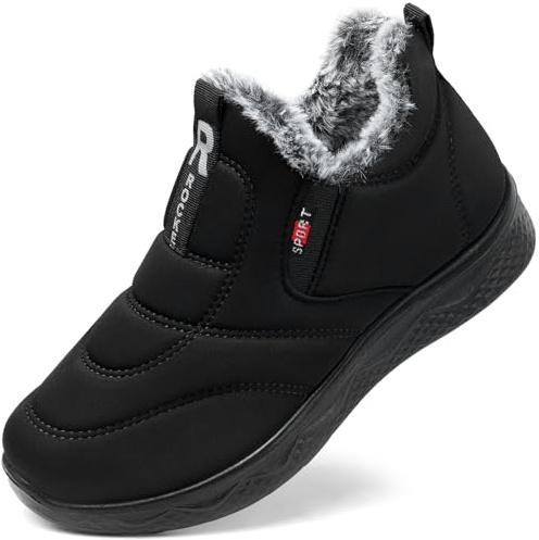SHIBEVER Womens Winter Snow Boots: Woman Winter Warm Fur Lined Waterproof Slip on Comfortable Walking Boot Size 9