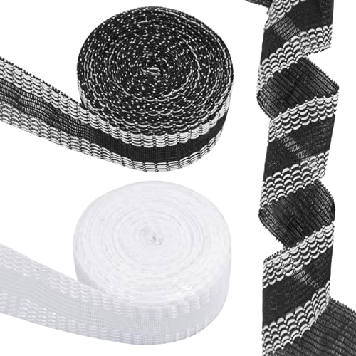 GOTRUST 10M Saumband zum Aufbügeln Waschbar Hosen Stoff Band, Schwarz und Weiß Saumband Ohne Bügeln, Bügelband zum Kürzenvon Hosen, 2.5CM Breit Hem Tape Iron für Säume Kleidung Vorhang