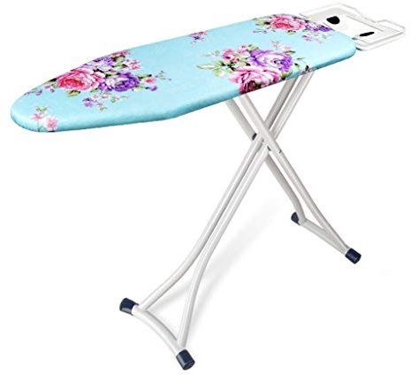 Tabla de planchar reforzada, tabla de planchar ajustable de 6 pasos, tabla de planchar con funda de algodón con estampado floral, adecuada para centros de lavandería 125 * 31 * 85 cm Suministros de