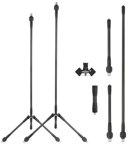 Bogenschießen Bogen Stabilisator Balance Bar Set 30 28 Hauptstange 12 10 Seitenstange 5 4 Extender Carbon Stoßdämpfer Dämpfung für Wettkampf Recurve Compoundbogen (Schwarz, 28 Zoll/45 Grad)