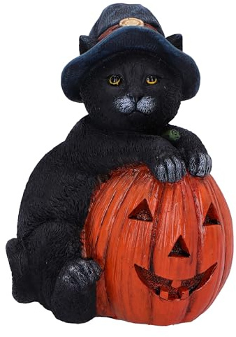 Nemesis Now Trick or Treat Katzenornament, 13 cm, Sammlerstück, aus feinstem Kunstharz, fachmännisch handbemalt | Kunstharz, schwarze Katze, Sammlerstück, Geschenkartikel aus feinstem Kunstharz