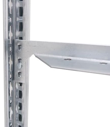 qpool24 Anbauregal, Fachbodenregal Stecksystem MULTIplus250, 2500 x 1300 x 400 mm (HxBxT), 6 Fachböden, Längenriegel, verzinkt