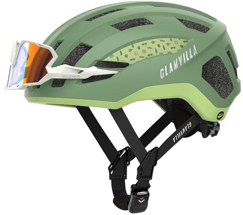 GLAMVILLA Rennradhelm für Damen und Herren City Trekking Fahrradhelm Professioneller Wettkampf ultra leichter belüfteter Fahrradhelm mit Magnetschnalle zum Platzieren von Brillen DunkelGrün, L 57-61cm