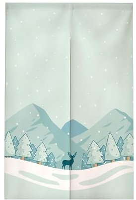 Türvorhang Mint Green Mountain Türvorhang Insektenschutz Polyester Raumteiler Vorhang mit Teleskopstange Vorhang Kurz Küchenvorhang Fliegenvorhang Terrassentür Waschbar Tür Vorhang 85x150cm