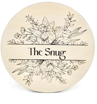 Snug Room Door or Wall Sign Modern Design Round Decorative Wooden Plaque, Home Decor