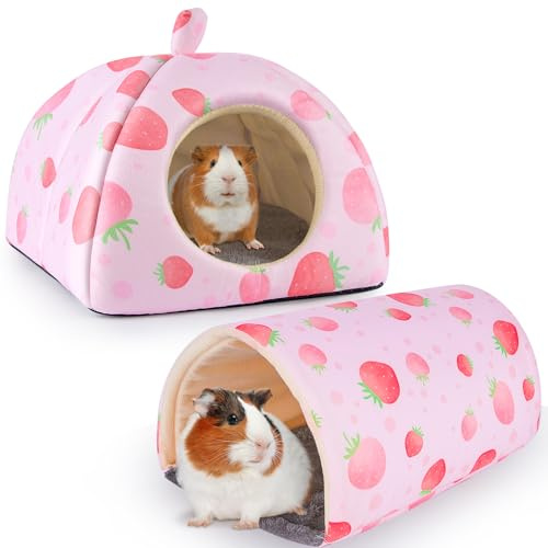 Hedgeink Casetta e Tunnel per Porcellini d’India – Tana Morbida e Giocattolo per Conigli, Chinchilla, Furetti e Piccoli Animali – Letto Lavabile Caldo e Antiscivolo