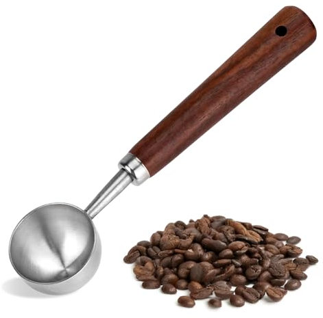 giteo bedding Vintage Coffee Scoop, 15 ML Stainless Steel Spoons, Long Walnut Handle Measuring Tablespoon for Scooping Loose Tea, Milk Powder, Seasoning