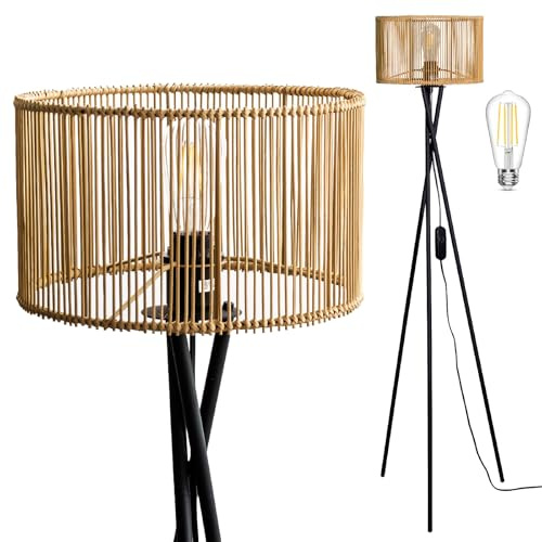 Osasy Wohnzimmer stehlampe boho, dimmbar,stehlampen skandinavisch | Stehleuchte LED,dreibein design Aesthetic Deko Indirektes Licht/deko wohnzimmer